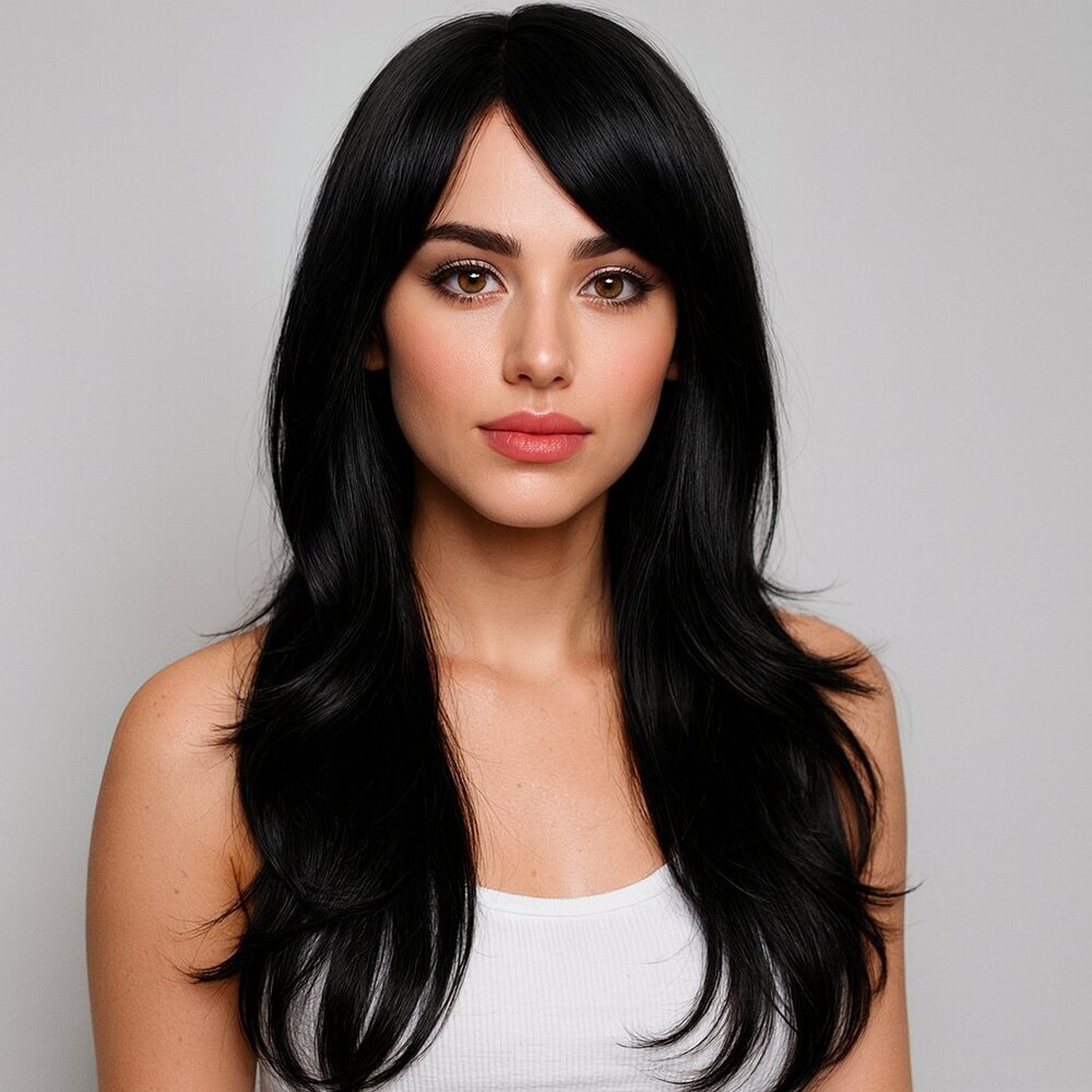 2/$30 NEW Long Layered Black Wig with Bangs Role CosPlay Dress Up Halloween